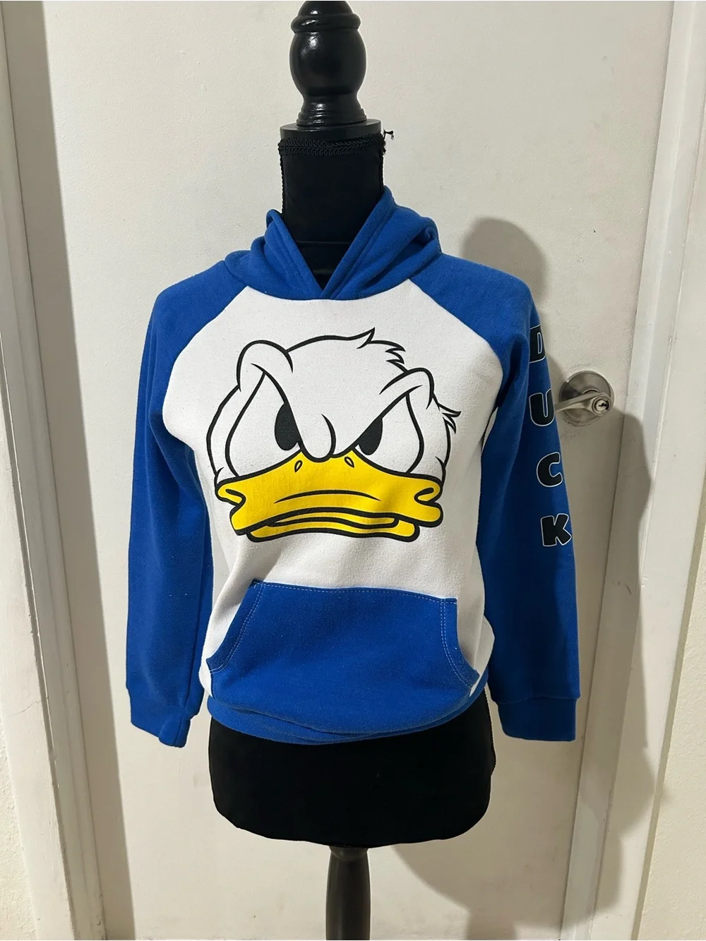 Blue & White Kids Hoodie with Donald Duck Face
